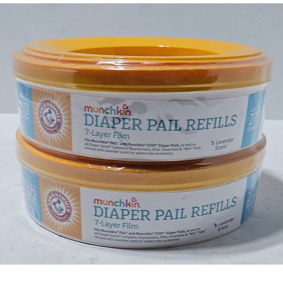 Munchkin Other - 2 Pack Diaper Pail Refills Munchkin 7-Layer Film Lavender Scent Arm & Hammer